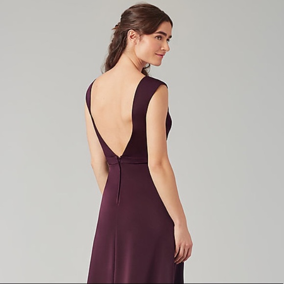 V-Neck Long Satin Bridesmaid Dress by Kleinfeld - Picture 4 of 4